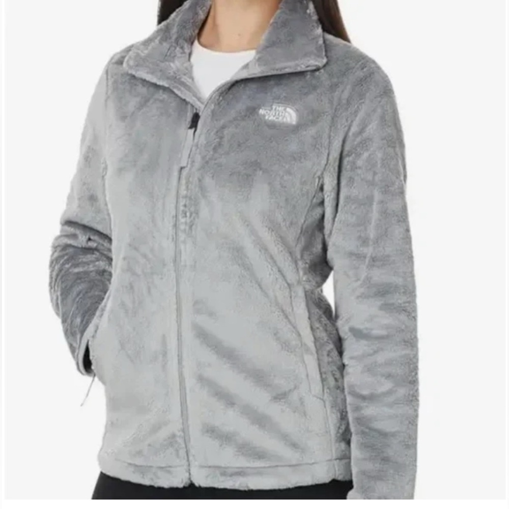 The North Face Osito Fuzzy Fleece Jacket girls Size M Grey Full Zip